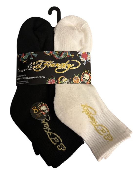 Ed Hardy Other - Ed Hardy Black & White Mid Crew Socks 8 Pack NWT